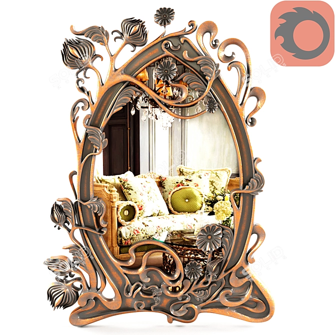 Sleek Frame Mirror for Stylish Décor 3D model image 1