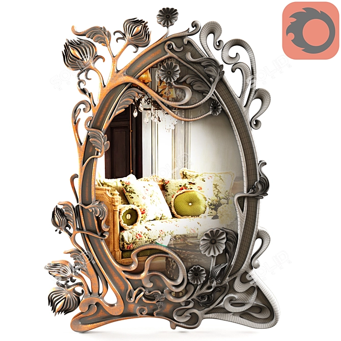 Sleek Frame Mirror for Stylish Décor 3D model image 2