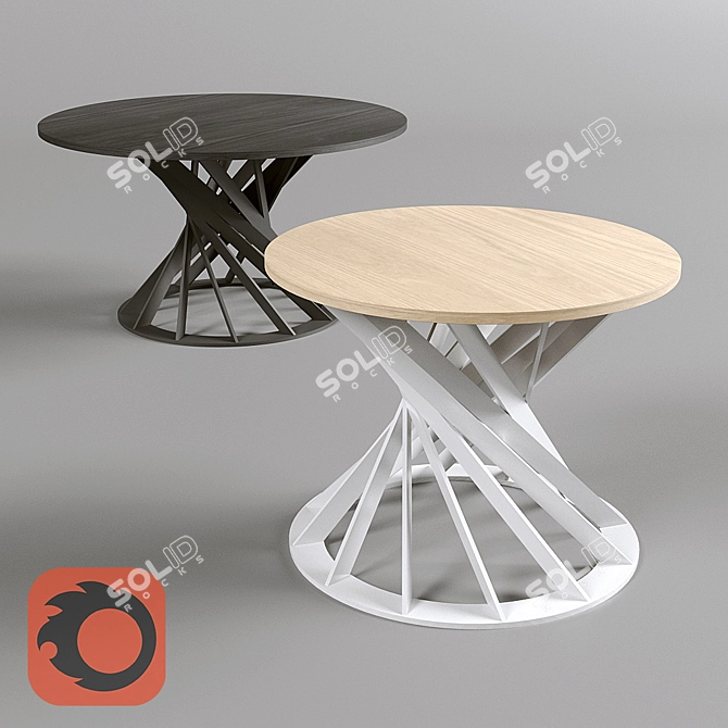 Sleek Wooden Twist Side Table 3D model image 1