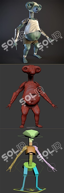 Schekotun Animated Character with Customizable Skin & Rig 3D model image 3