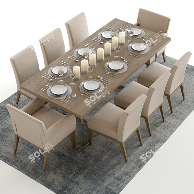 Elegant Pottery Barn Durham Set 3D model image 2