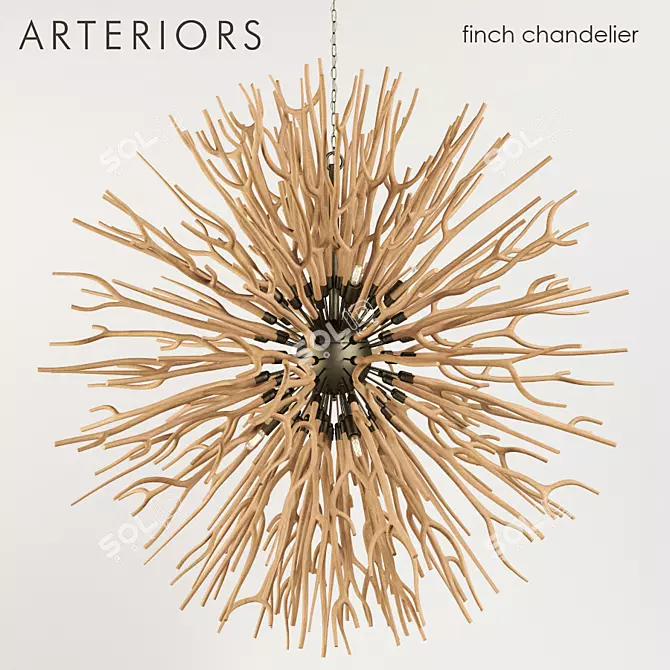 Nature-inspired Branch Chandelier 3D model image 1
