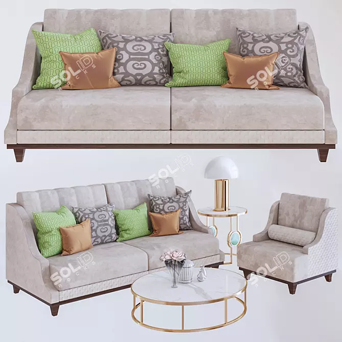 Classic American Pastoral Sofa 3D model image 1