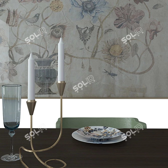 Boho Elegance: Anthropologie Dining Set 3D model image 3