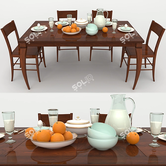 Arca Lofty Table Set 3D model image 1