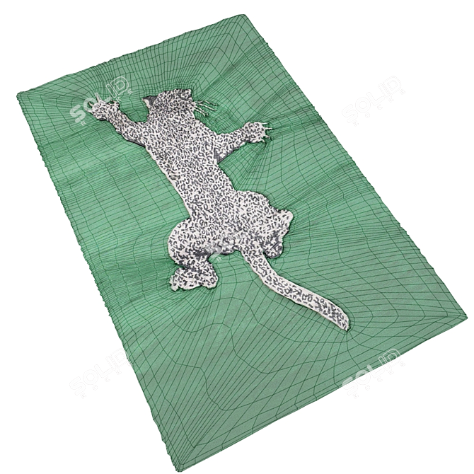 Elegant Rug with Climbing Leopard Design 3D model image 2