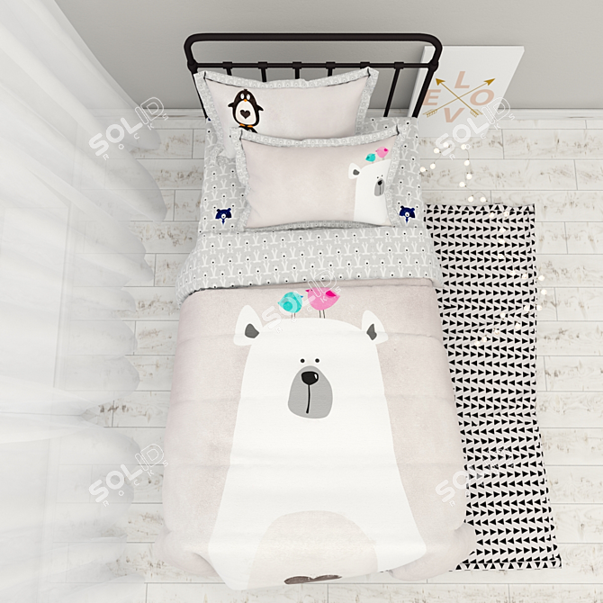 Cozy Bed Set with Decor Pieces 3D model image 2