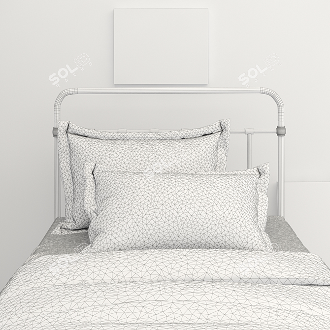 Cozy Bed Set with Decor Pieces 3D model image 3