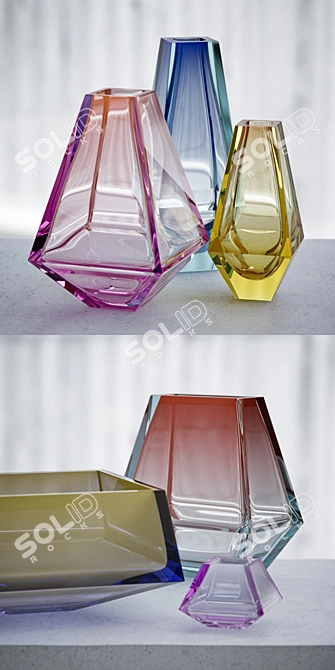 Moser City: Hand-Cut Vase Collection 3D model image 2