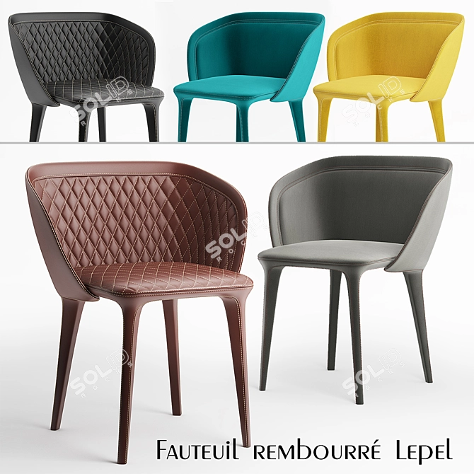 Elegant Upholstered Lepel Armchair 3D model image 1