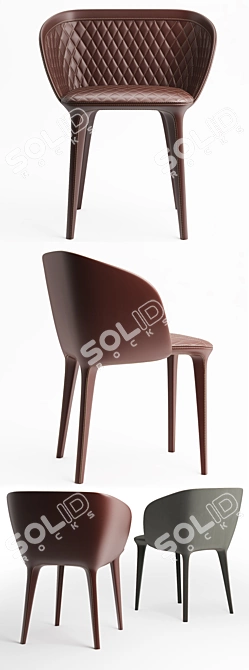 Elegant Upholstered Lepel Armchair 3D model image 2