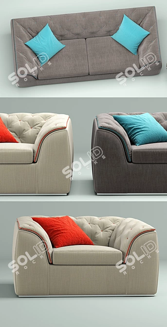 Elegant Collins Sofa 3D model image 2