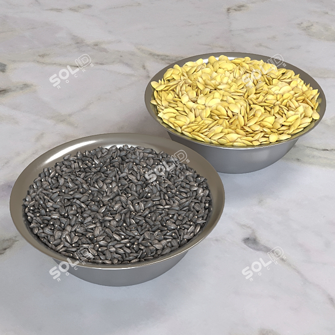 Particle-generated, high-polygon sunflower seeds 3D model image 1