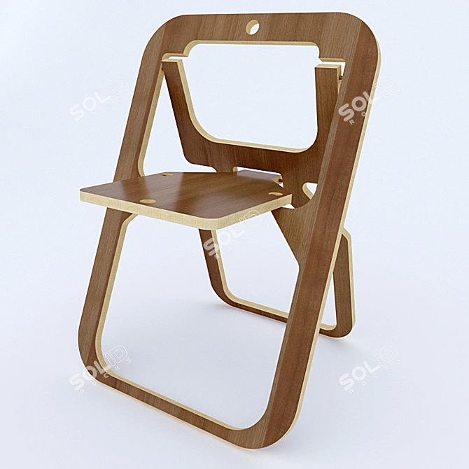 Foldable MDF Chair: Sleek and Sturdy 3D model image 1