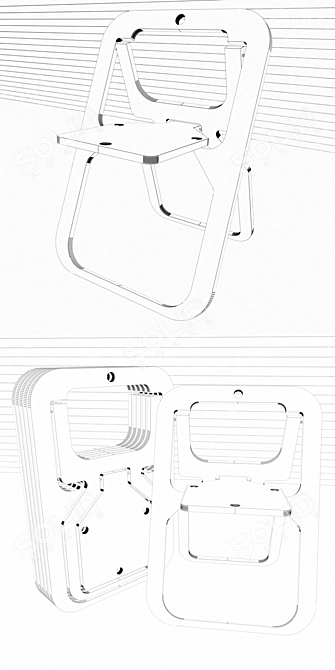 Foldable MDF Chair: Sleek and Sturdy 3D model image 3