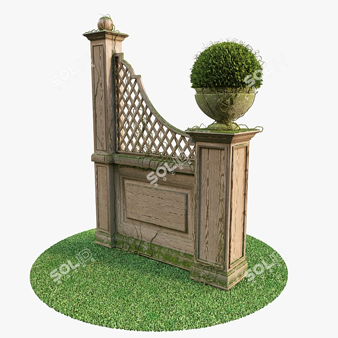 Elegant Pergola Set with Moss 3D model image 1