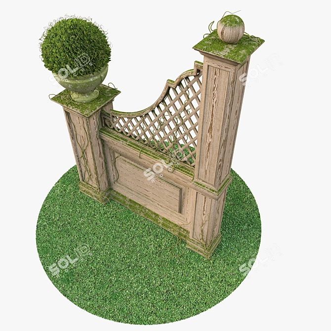 Elegant Pergola Set with Moss 3D model image 2