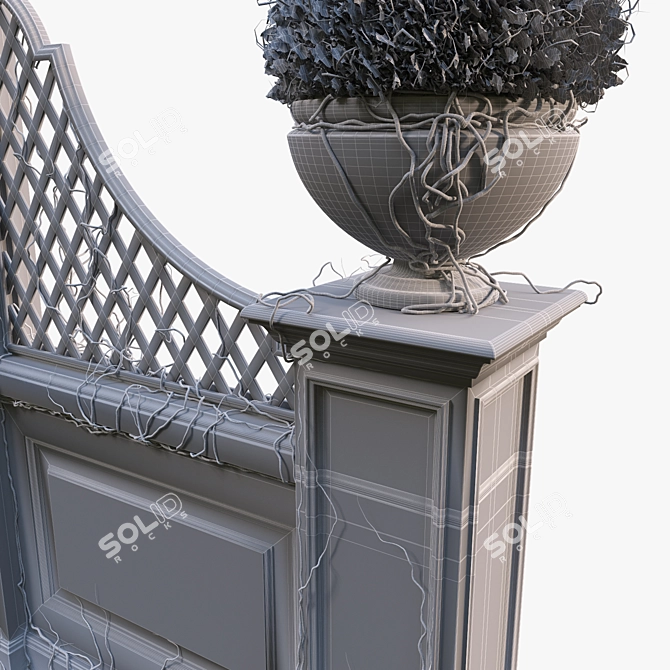 Elegant Pergola Set with Moss 3D model image 3