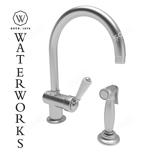 Orleans White Porcelain Kitchen Faucet 3D model image 1