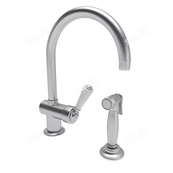 Orleans White Porcelain Kitchen Faucet 3D model image 2