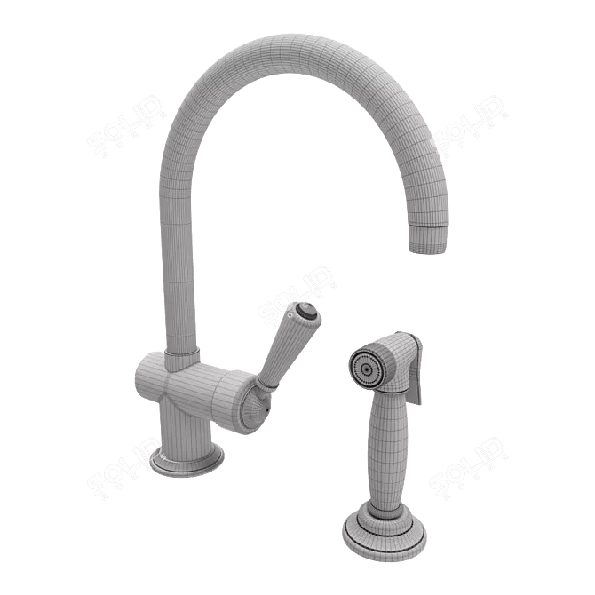 Orleans White Porcelain Kitchen Faucet 3D model image 3