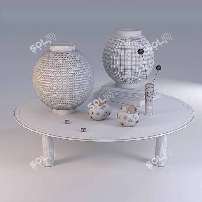 Elegant Pure White Ceramic Vases 3D model image 3