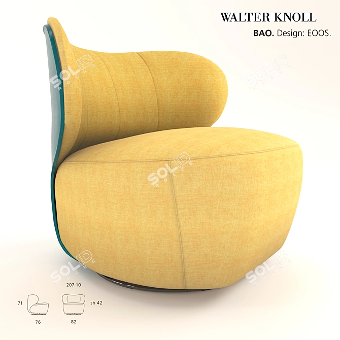 Elegant Walter Knoll Bao Armchair 3D model image 1