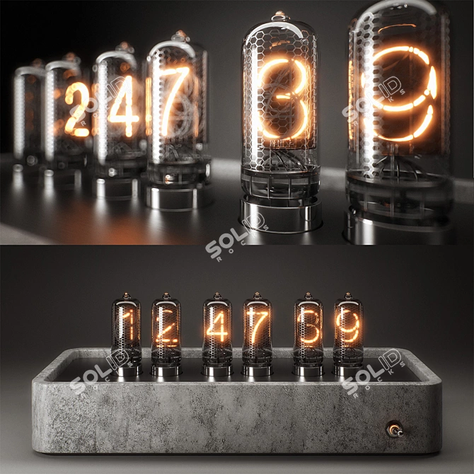 Nixie Time Changer: Custom Concrete Clock 3D model image 1