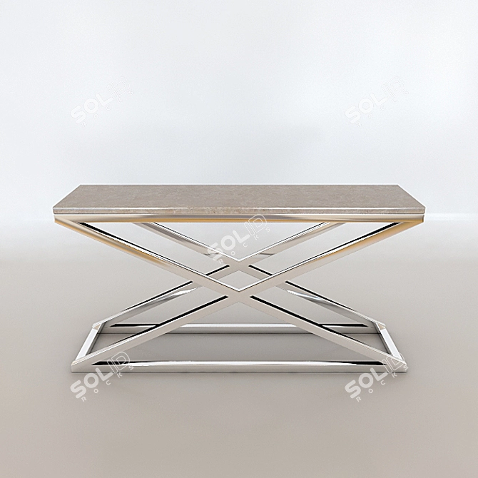 Stylish Chrome and Stone Console 3D model image 1