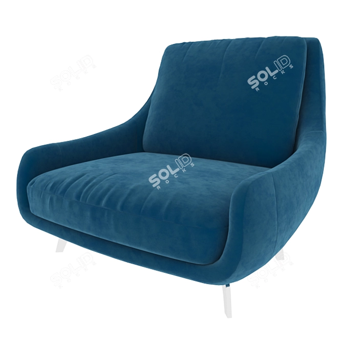 Deco Metal Armchair with Upholstered Seat 3D model image 1
