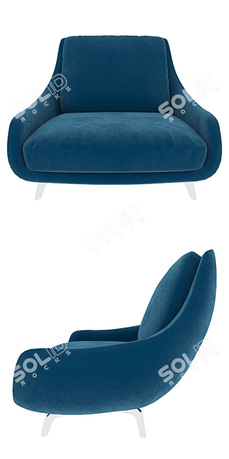 Deco Metal Armchair with Upholstered Seat 3D model image 2