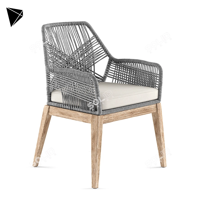 Elegant Greige Loom Armchair 3D model image 1