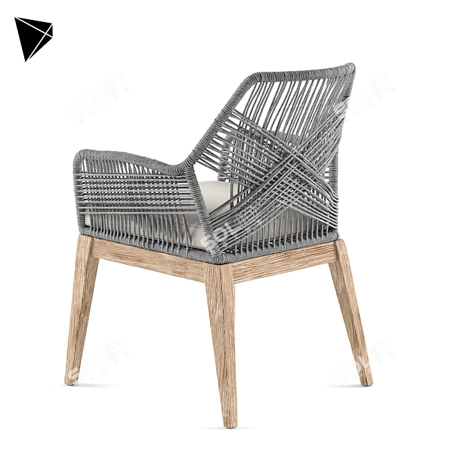 Elegant Greige Loom Armchair 3D model image 2