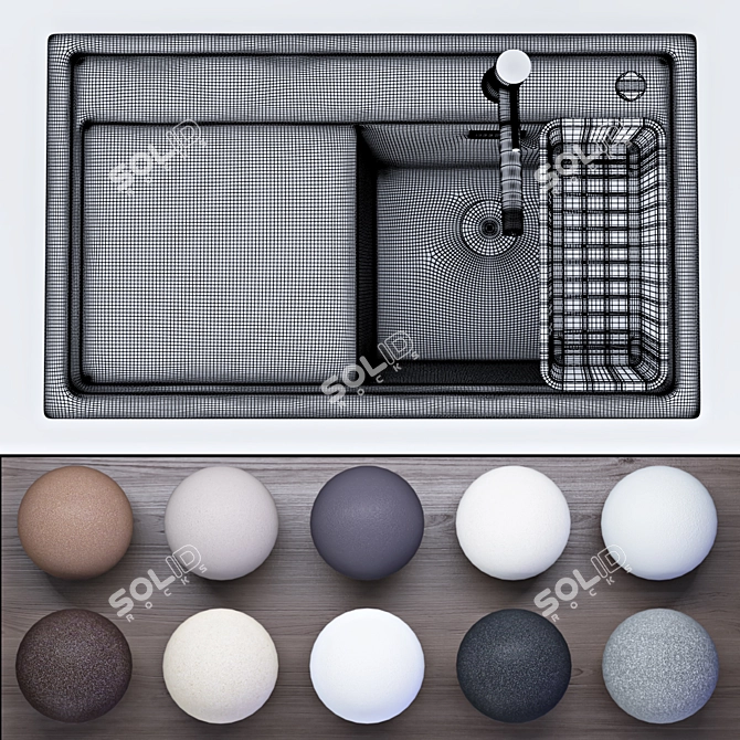 Title: Blanco Zenar 45 S-F Sink Set 3D model image 3