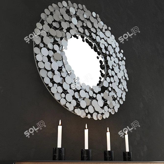 Sleek Glass & Metal Mirror 3D model image 2