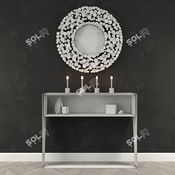 Sleek Glass & Metal Mirror 3D model image 3