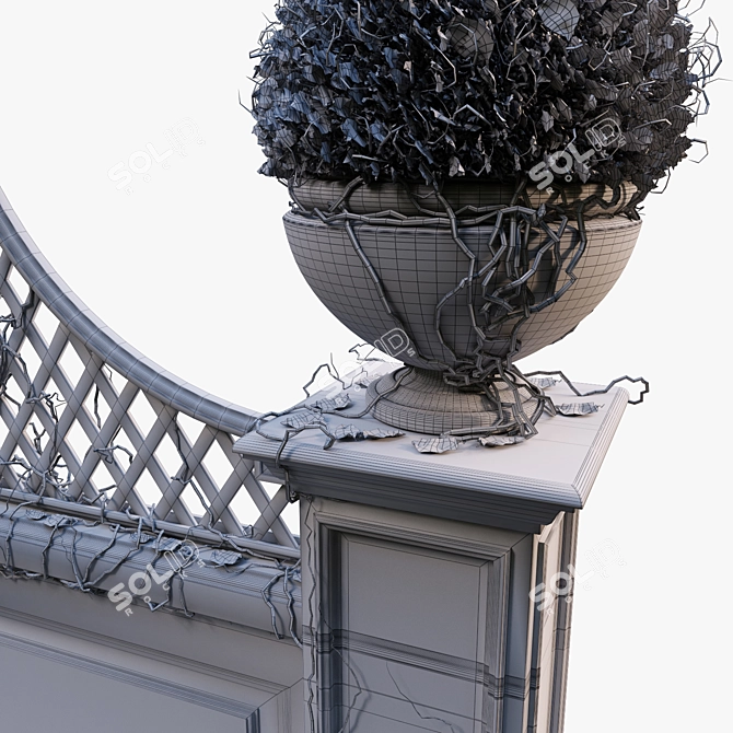 Mossy Pergola with Vase: VrayBlendMtl for Customizable Dirt Effects 3D model image 3