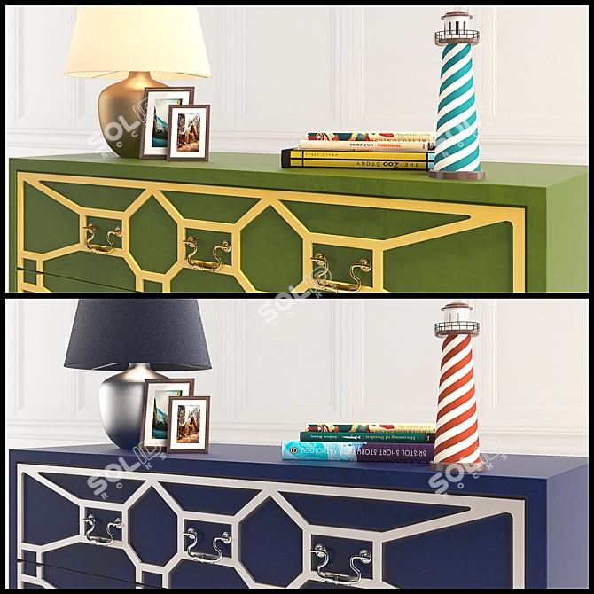 Emerald Chest with Omnilux Lamp | Vintage-inspired Furniture 3D model image 3