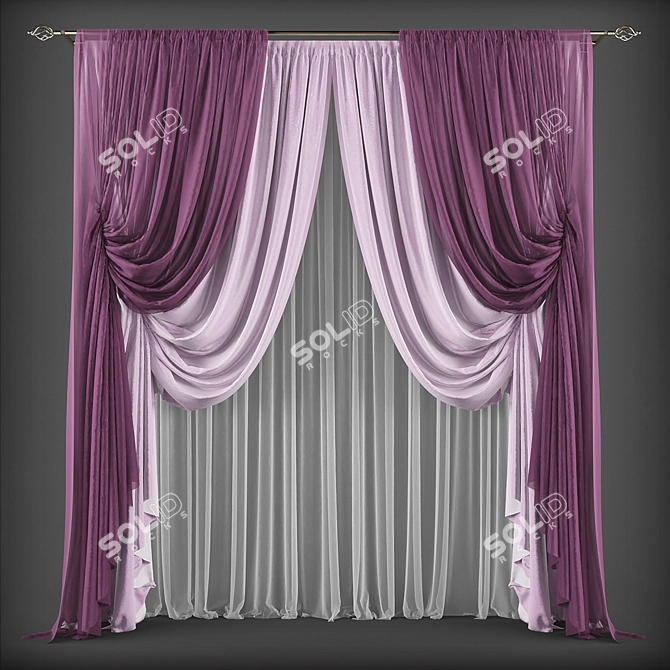 Classic Style Curtains 3D model image 1