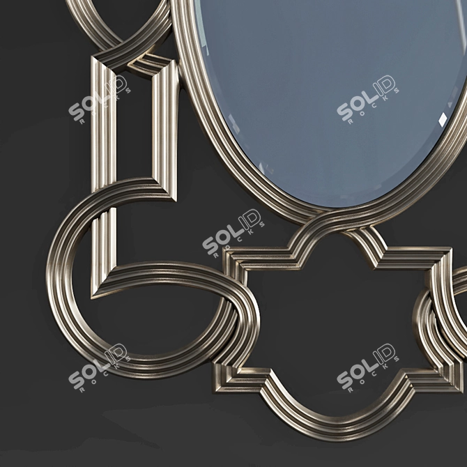 Elegant Silver Oval Mirror 3D model image 2