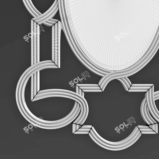 Elegant Silver Oval Mirror 3D model image 3