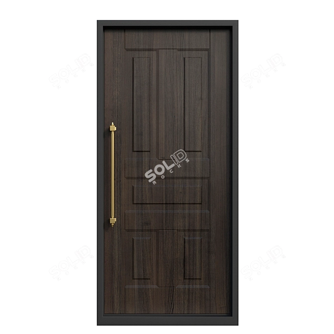 Stylish Front Door with Decorative Handle and Hammer 3D model image 2