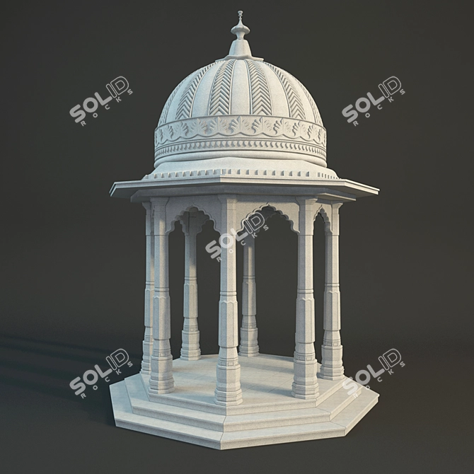 Indian Stone Rotunda: Classic Outdoor Pavilion 3D model image 1