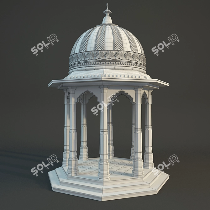 Indian Stone Rotunda: Classic Outdoor Pavilion 3D model image 2