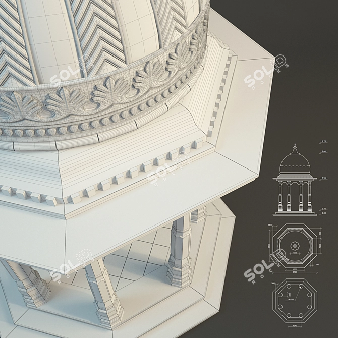 Indian Stone Rotunda: Classic Outdoor Pavilion 3D model image 3