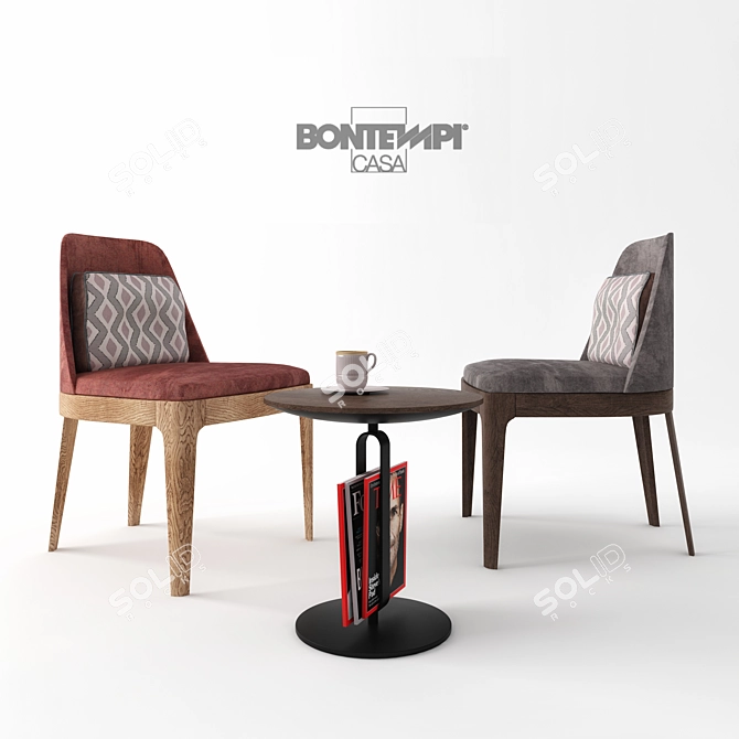 Bontempi Alfred & Margot: Chair & Table Set 3D model image 1