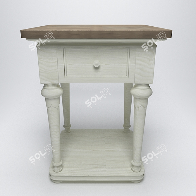 Compact Wooden Bedside Table H60 3D model image 1