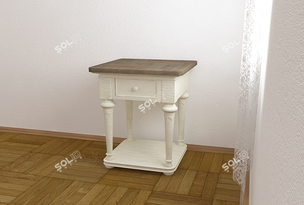 Compact Wooden Bedside Table H60 3D model image 2