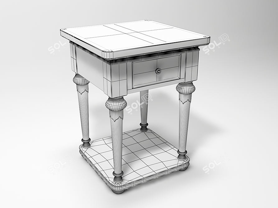 Compact Wooden Bedside Table H60 3D model image 3