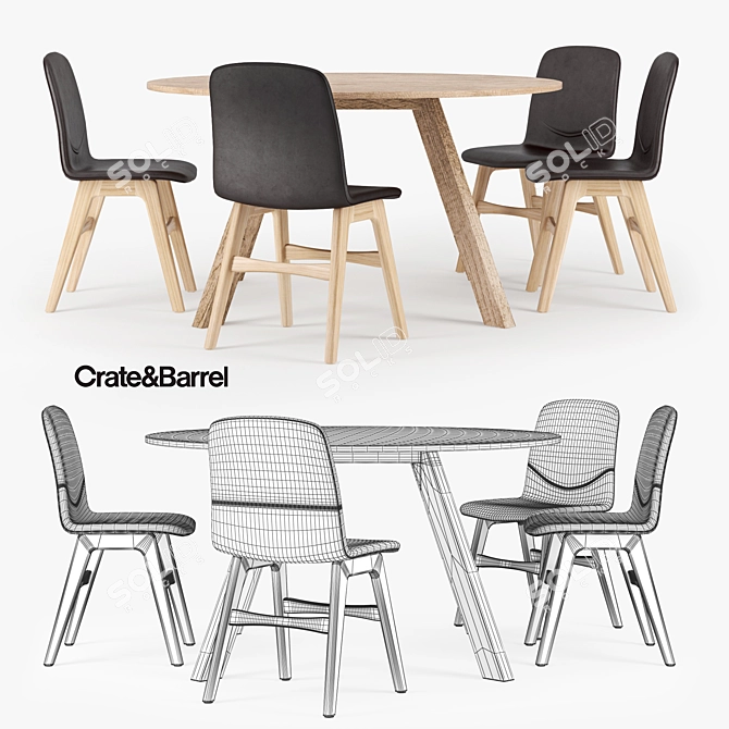 Stylish Crate & Barrel Table 3D model image 1